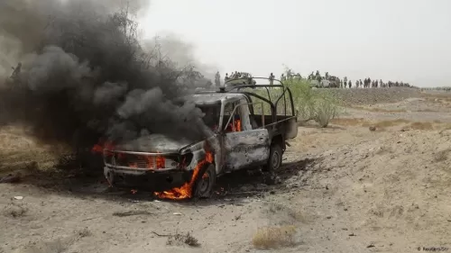 إحراق طقم ومقتل عدد من الحوثيين في كمين بالبيضاء