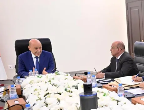 العليمي يبحث مع محافظ البنك تداعيات توقف أنشطة صندوق النقد الدولي